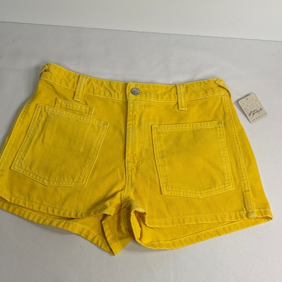 Free People Vibrant Yellow Jean Shorts - Picture 1 of 7